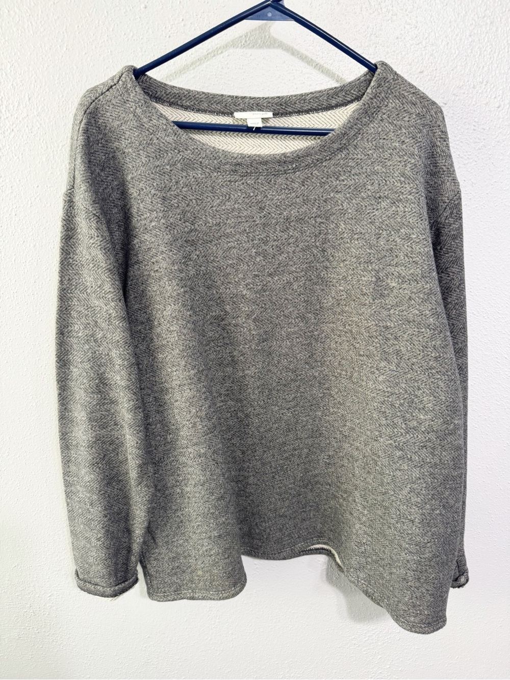 J. Jill Gray Herringbone Crewneck Sweater 100% cotton large